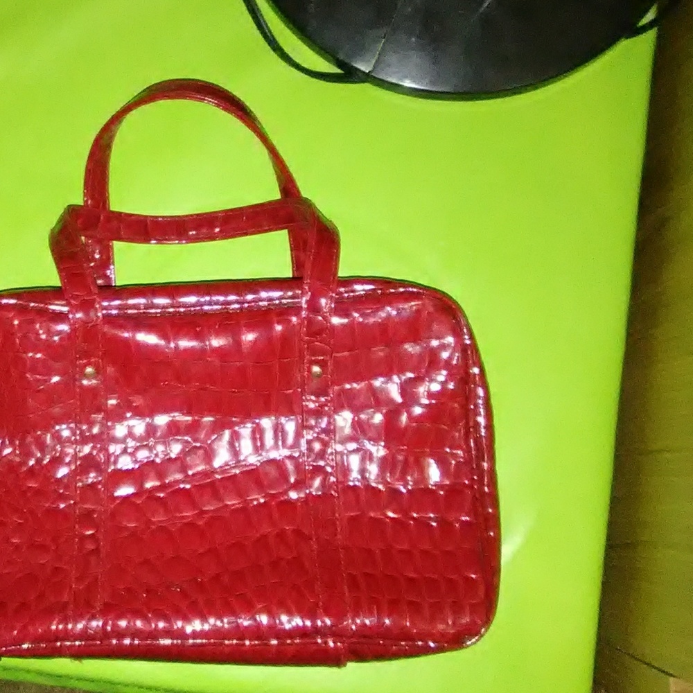Red snake skin  makeup bag